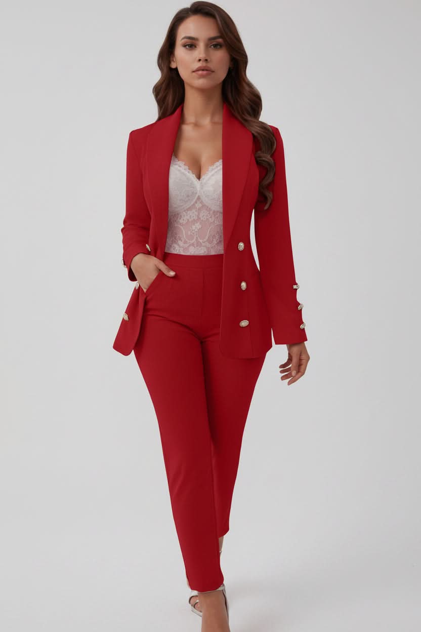 Lightweight women's summer suit set: comfy cami & straight-leg pants. Perfect elegant two-piece for warm weather.