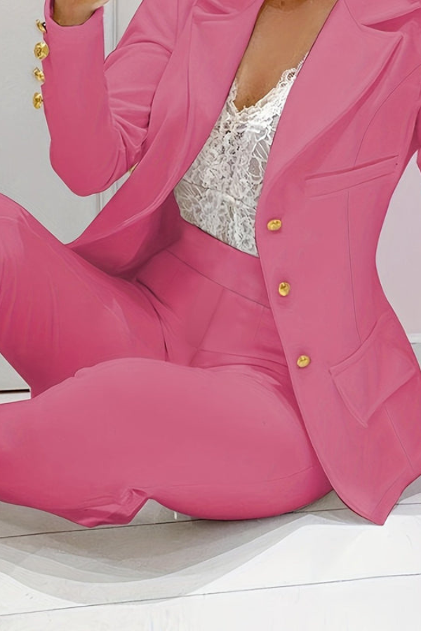 Tailored women's blazer & pants set. Professional, elegant outfit for office wear & business.