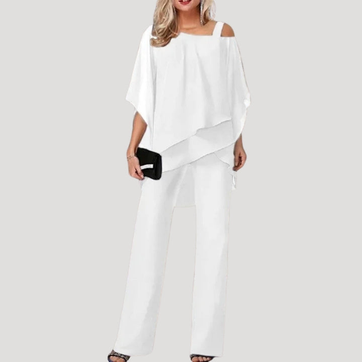 Women's elegant two-piece trouser set, ideal for formal special occasions like weddings or evening parties.