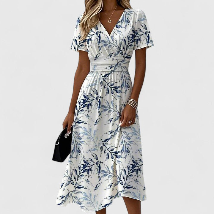 Versatile women's flowy V-neck maxi dress, ideal for summer style, party wear, and an elegant, comfortable look.