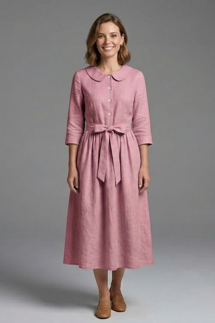 Party-ready women's flowy V-neck midi dress with a flattering waist tie, perfect for evening wear.