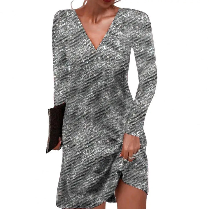 Stylish V-neck wrap midi dress for women, ideal for both summer and formal occasions