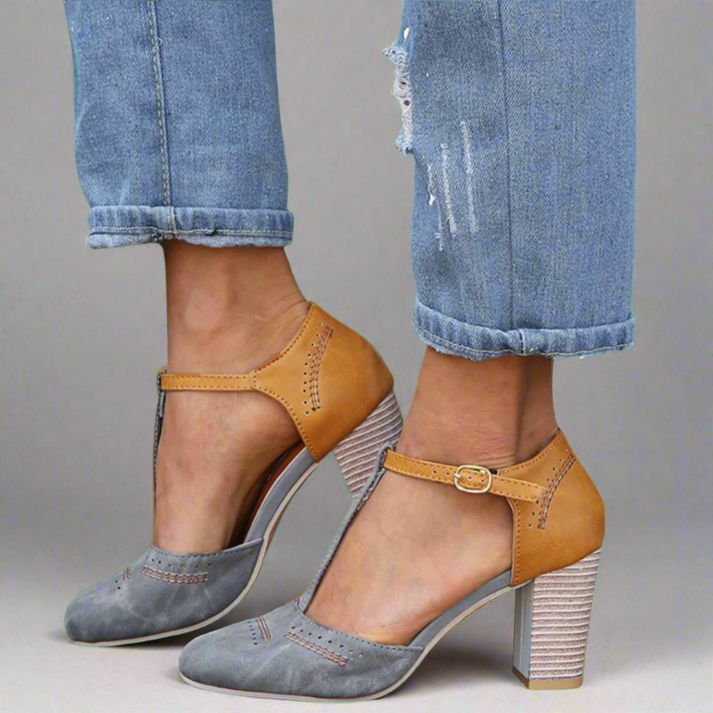 Chic women's formal dress shoes featuring a stable block heel, pointed toe, and elegant ankle strap for comfort.