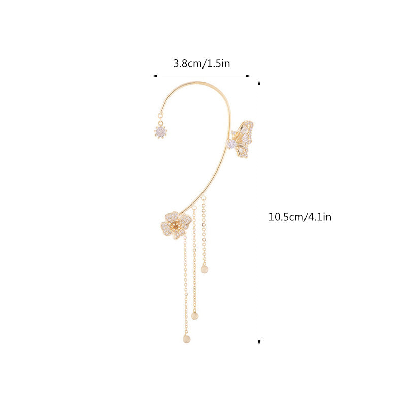 Sparkling women's zircon butterfly tassel earrings, adding elegance to any outfit.