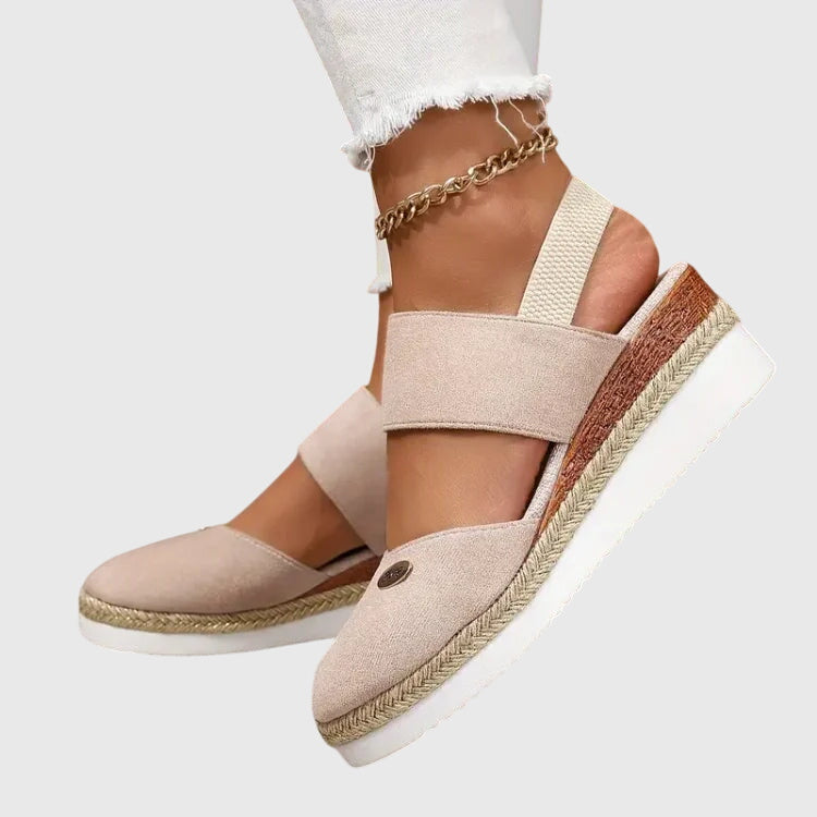 Back view of ELUXOR orthopedic sandals, showing supportive heel design for women's foot health.