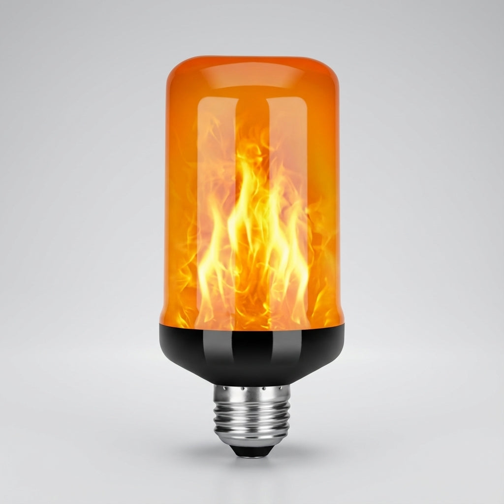 Vintage-style Emberelle flickering flame LED bulb. Achieve cozy home ambiance with this decorative, safe light.