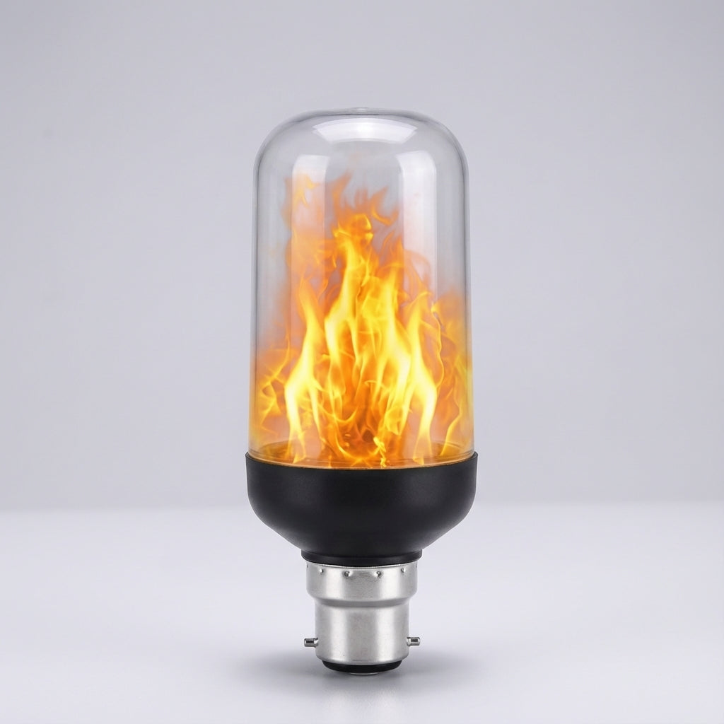 Emberelle LED mood lighting bulb with flickering flame effect. Energy-efficient & safe for a cozy, ambient home.