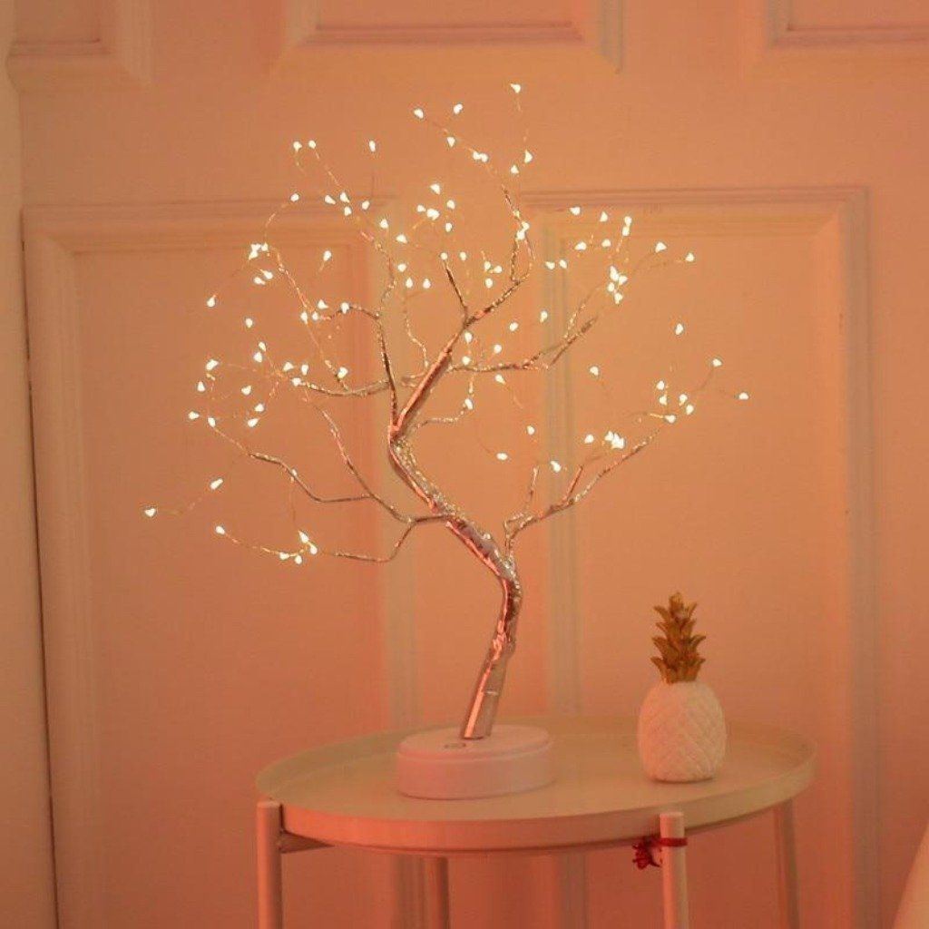 Enchanted LED Bonsai Tree Lamp with warm white fairy lights, perfect for dimmable mood lighting