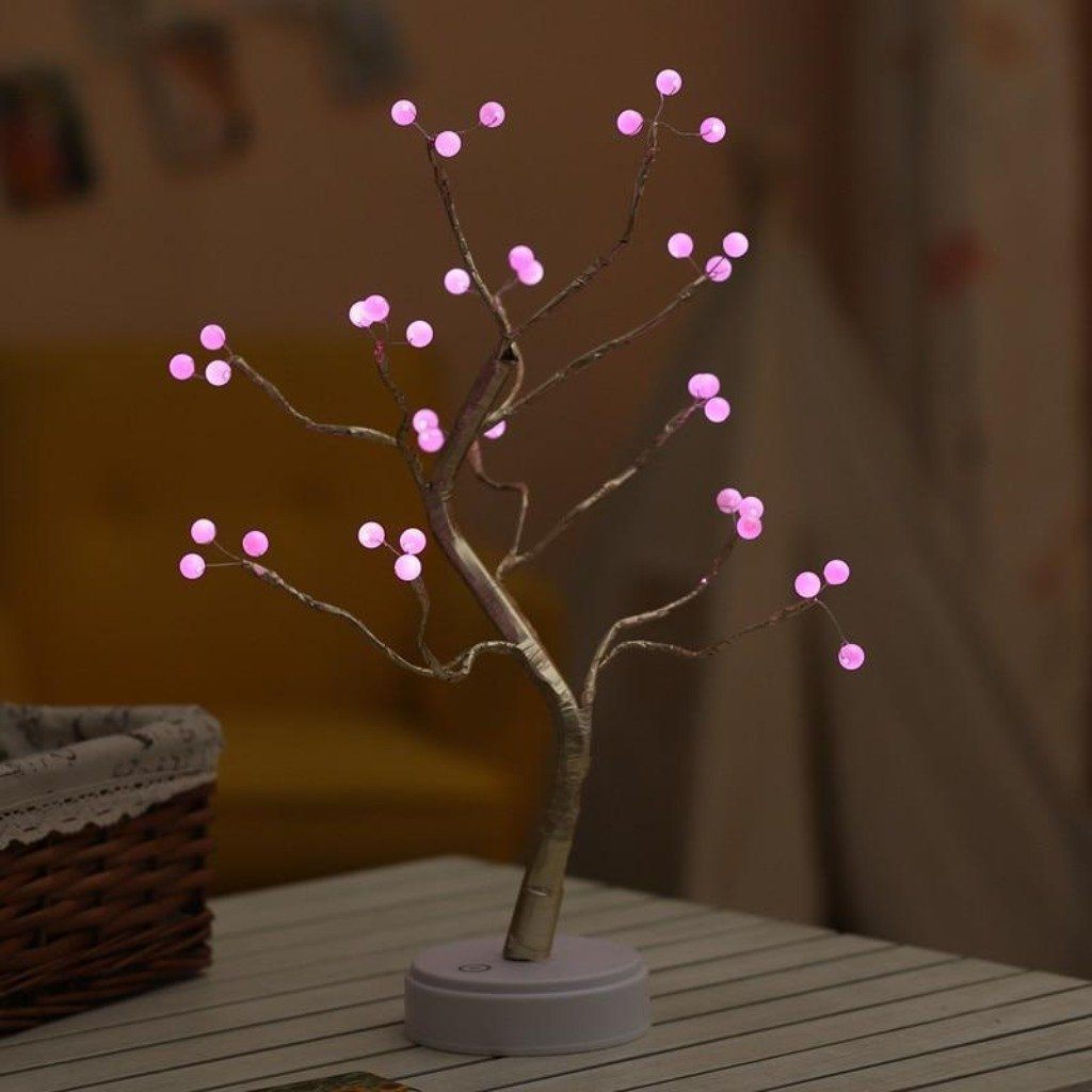 Close-up of a decorative LED Bonsai Tree Lamp, showcasing delicate fairy lights on branches