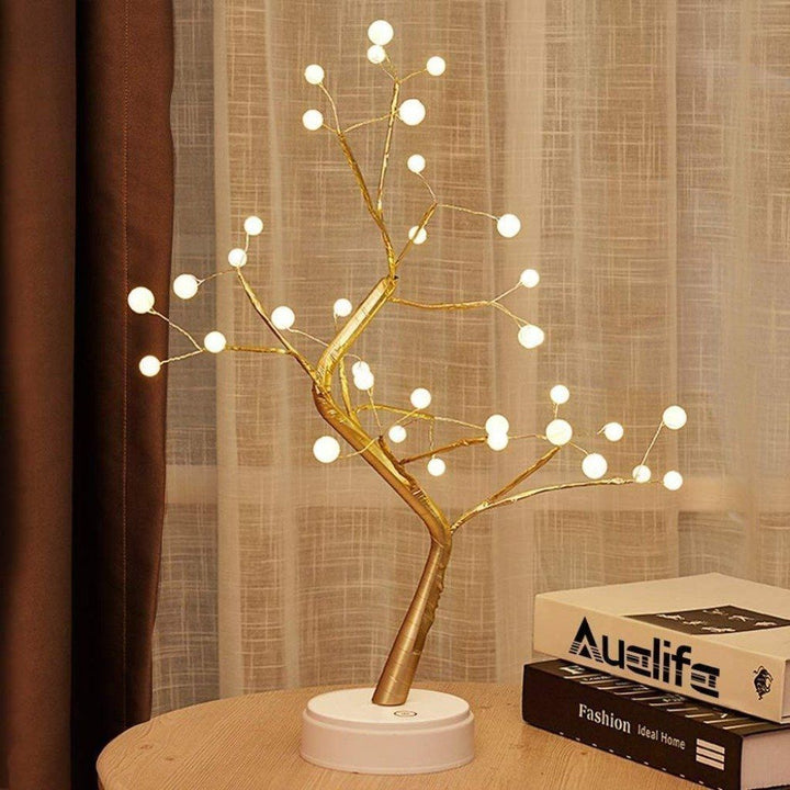 Dimmable LED Bonsai Tree Lamp, battery-powered for versatile home decor and ambient light