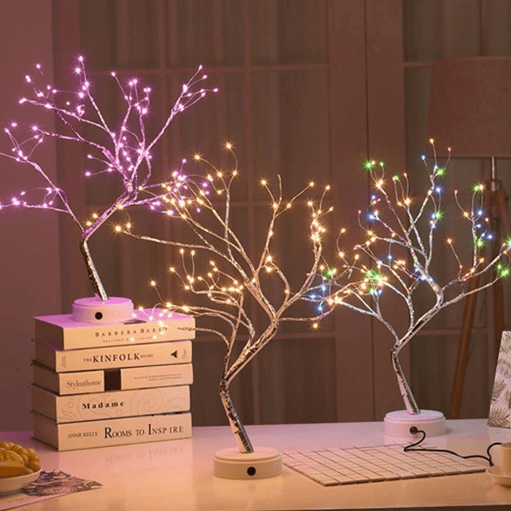 Battery-powered LED Bonsai Tree Lamp with bendable branches and enchanting colorful lights