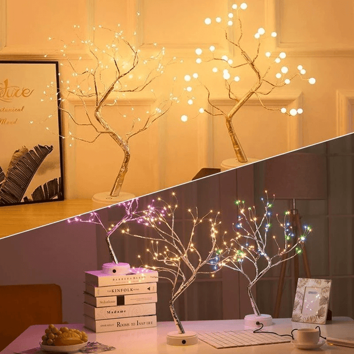Stylish Bonsai Lamp with intricate LED fairy lights, serving as a unique and ambient table decor