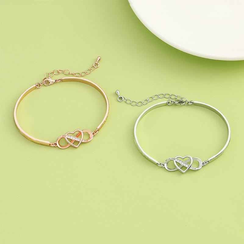 Elegant rose gold engraved heart bracelet for Mom, a beautiful accessory.