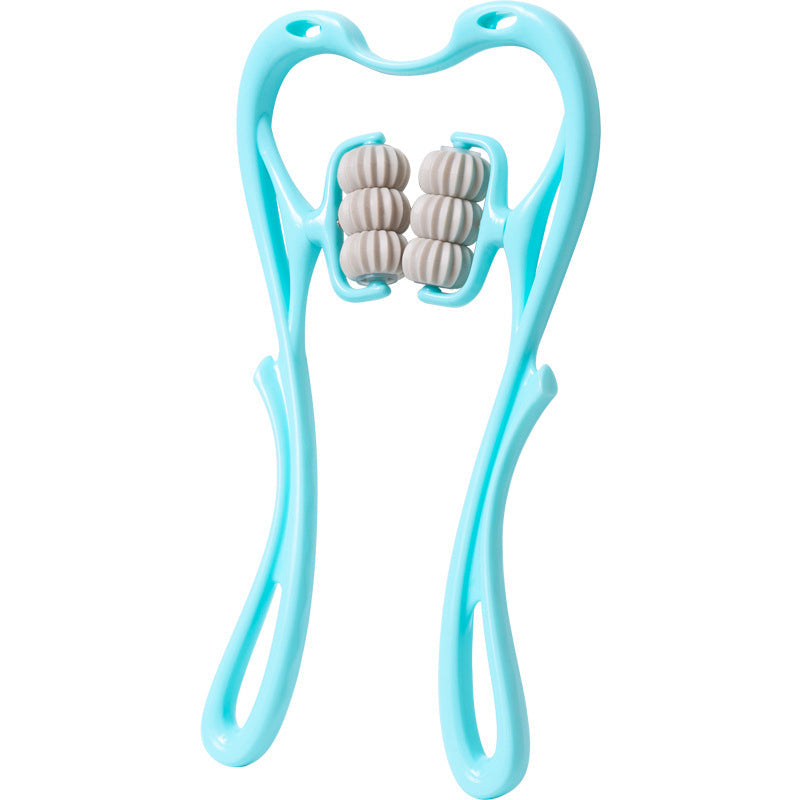 Massager used on lower back, showing multi-functional pain relief.