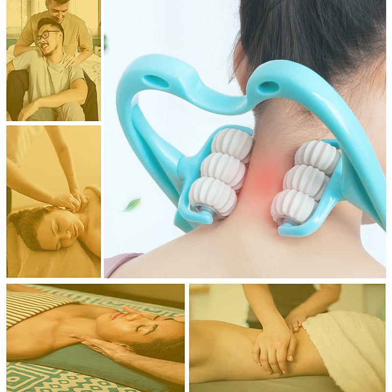 Neck and back massager with control panel, easy to use for self-care.