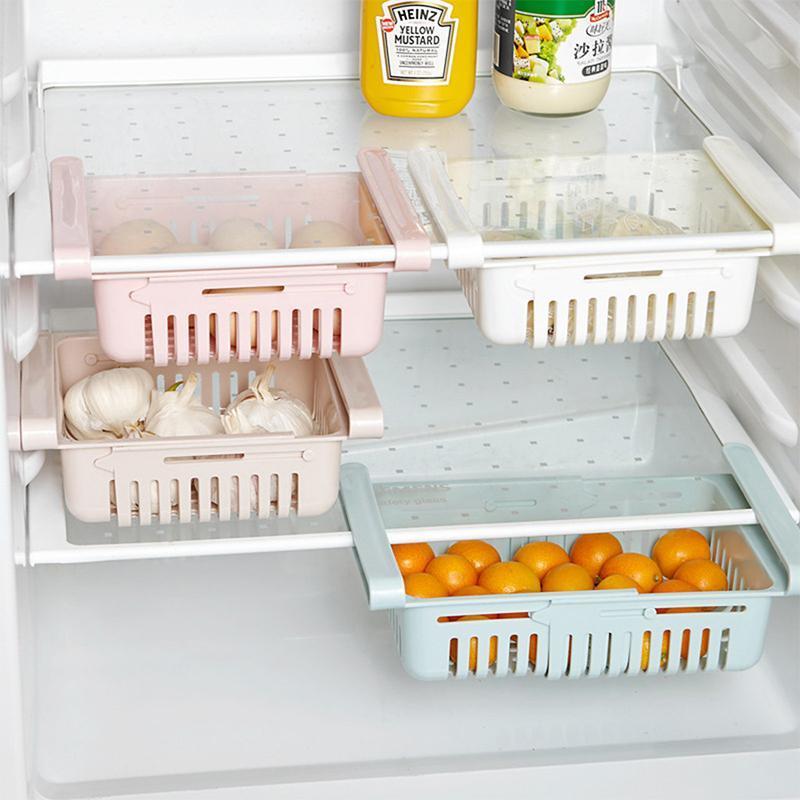 Food fresh refrigerator organizer, extendable and adjustable plastic storage rack