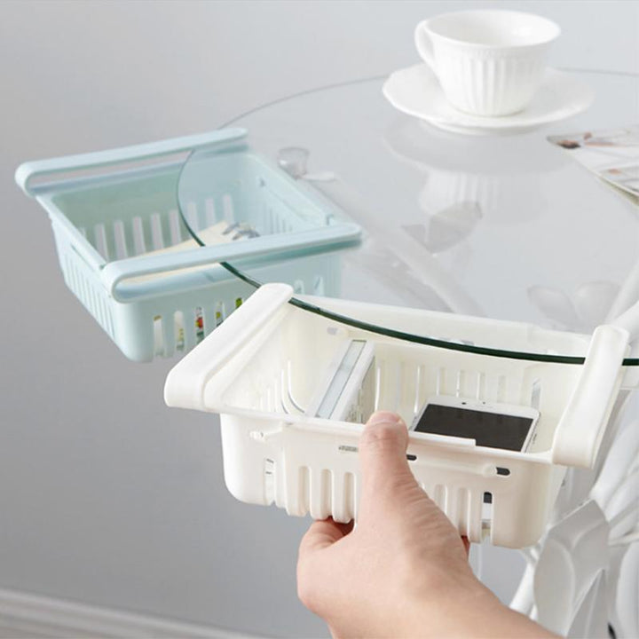 Home organization solution: extendable refrigerator storage rack for efficient kitchen space