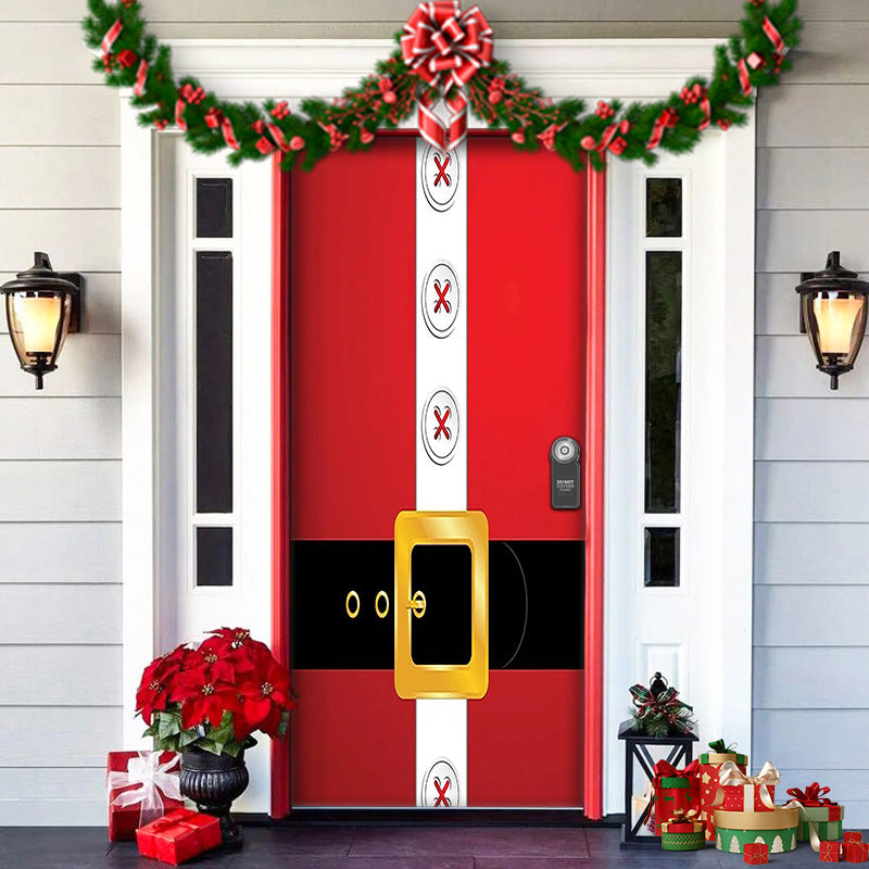 Christmas Outdoor Door Cover, vibrant with a cheerful 'Believe' message and stars