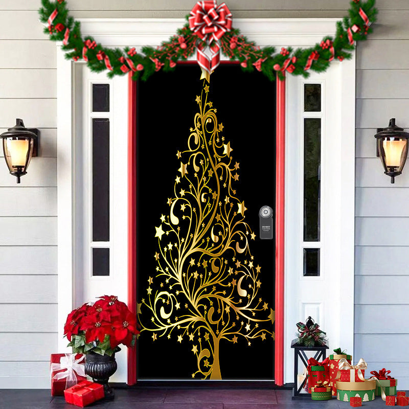 Reusable Christmas Holiday Door Cover, depicting a playful elf and 'Naughty or Nice' list