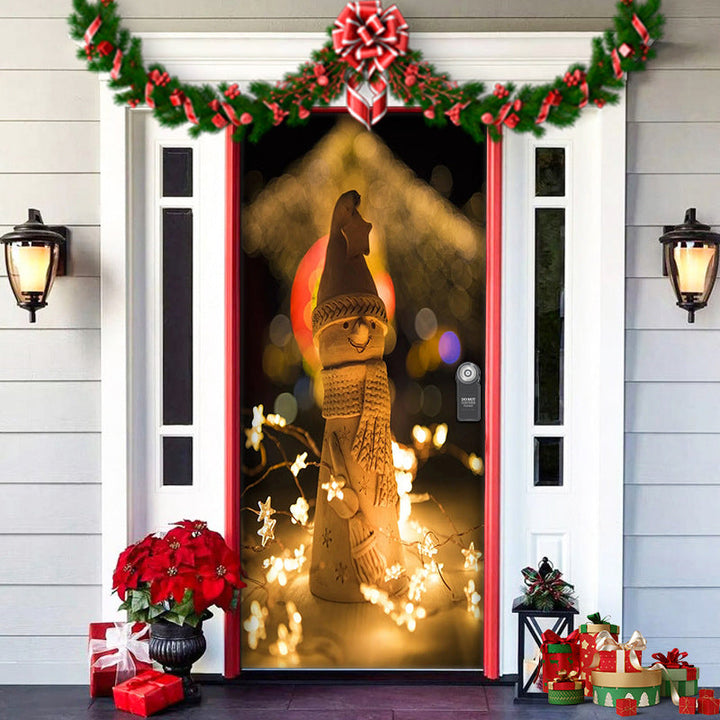Festive Christmas Door Cover for holidays, durable fabric with sparkling star patterns