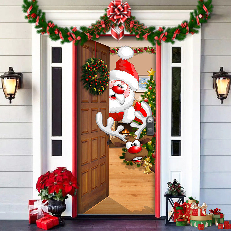 Reusable fabric Christmas Door Cover, designed with a festive 'Let It Snow' message