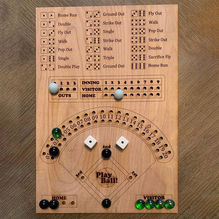 Family Baseball Dice Board Game, wooden toy for all ages, fun strategy game