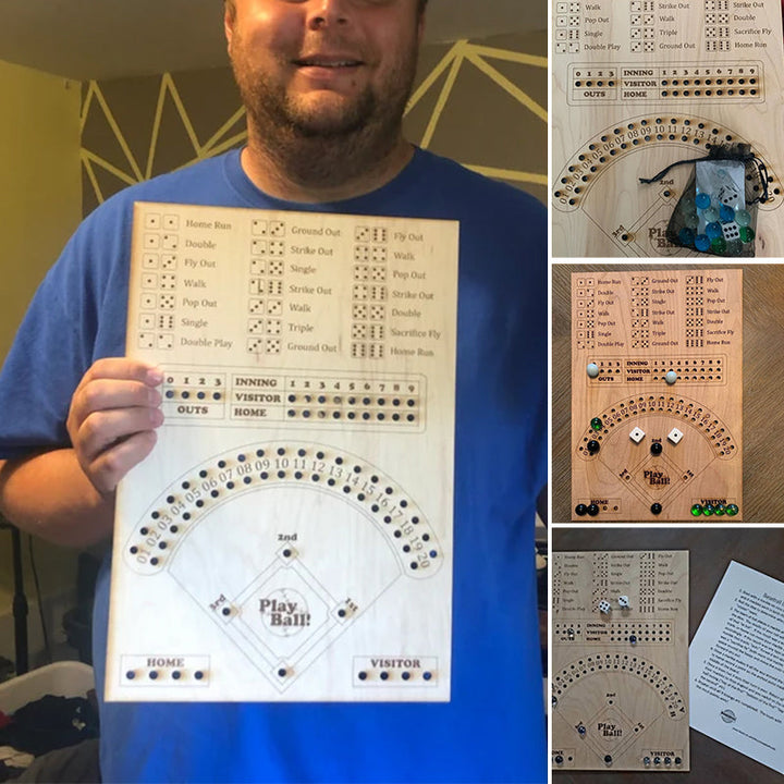 Baseball-themed dice board game, perfect family game, includes dice and wooden playing pieces