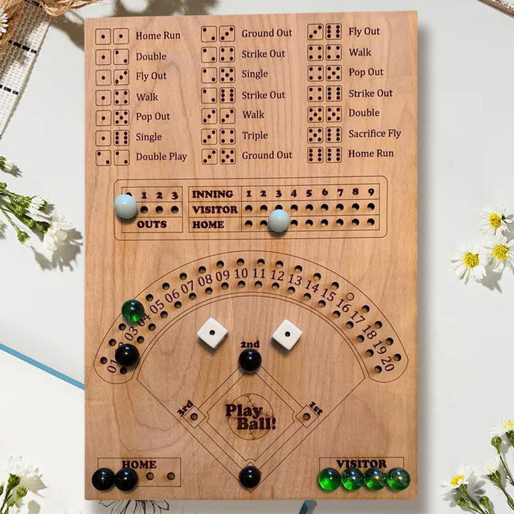 Wooden baseball board game for family fun, educational dice strategy game