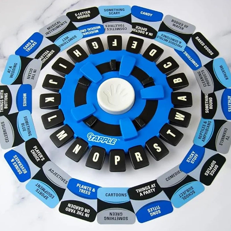 Components of Family Fun Word Challenge Game: cards, timer, dice. A great puzzle game & party activity.