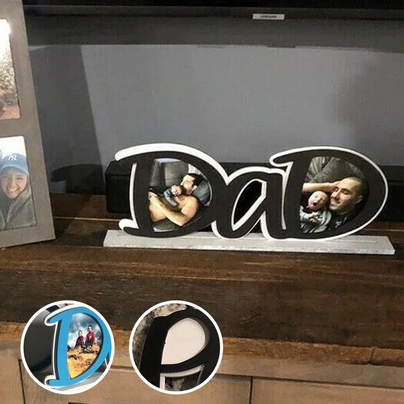 Personalized Father's Day picture frame, 'Dad, My Hero' inscription, a cherished home decor item.