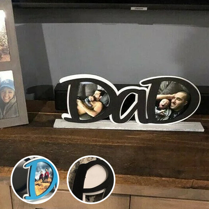 Personalized Father's Day picture frame, 'Dad, My Hero' inscription, a cherished home decor item.