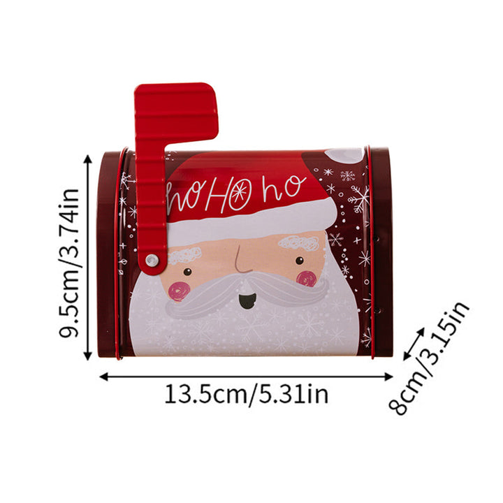 Unisex Christmas metal tin with a mix of Santa, snowman, and deer for holiday gifts