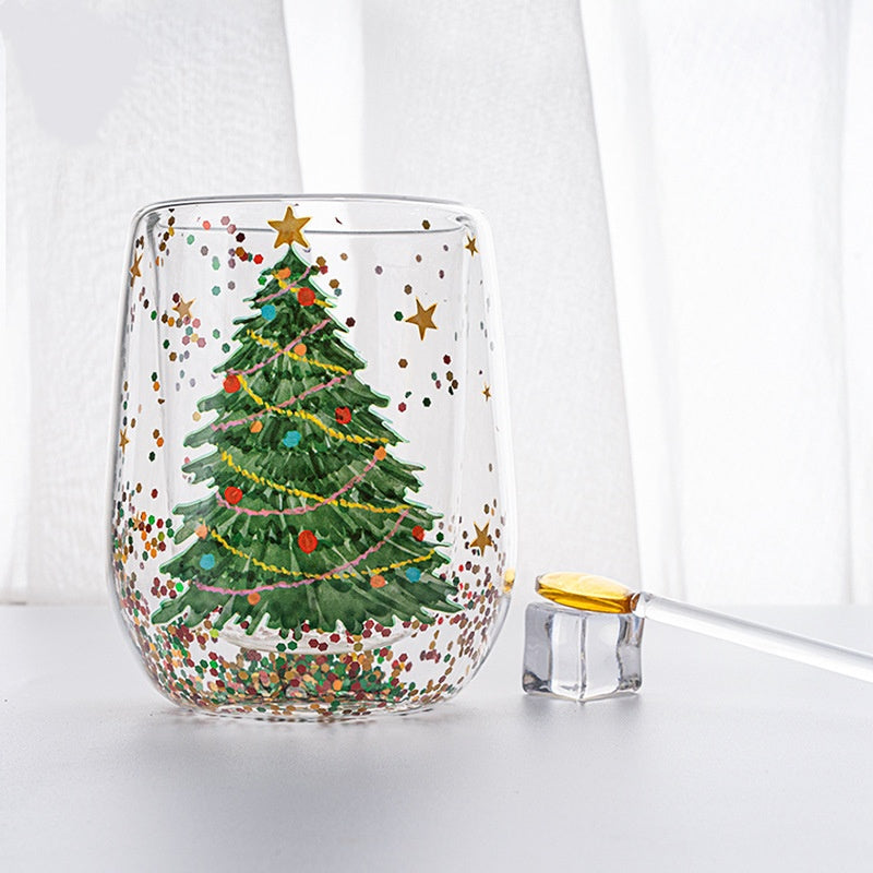 Festive glitter Christmas Tree tumbler, ideal holiday gift. Add sparkle to your kitchen decor.