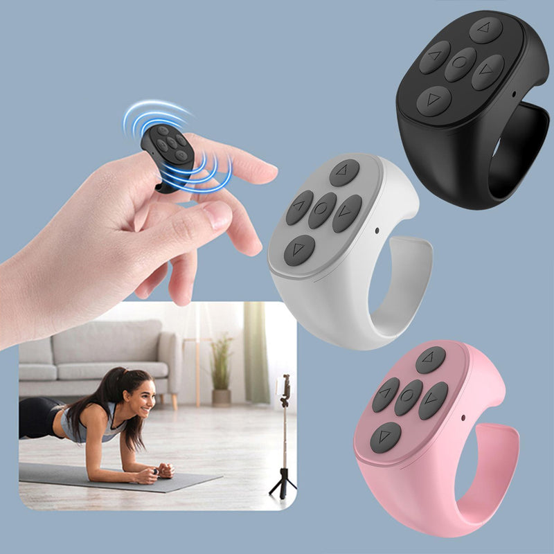 Fingertip Wireless Bluetooth Control Ring, sleek black design, for hands-free phone control