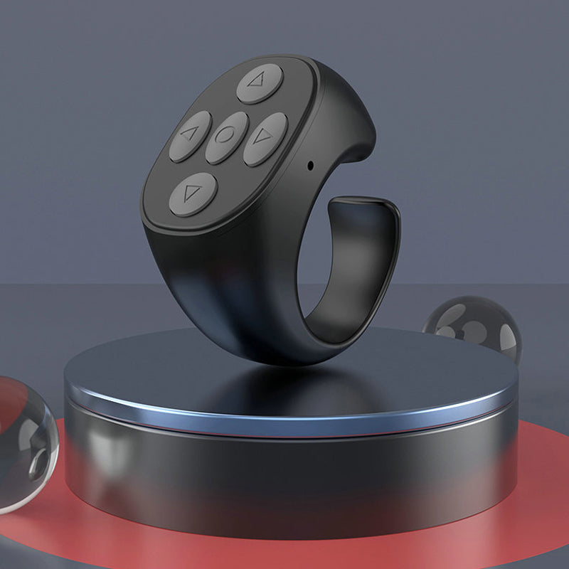 Black Fingertip Wireless Bluetooth Control Ring, ideal for video scrolling and hands-free media
