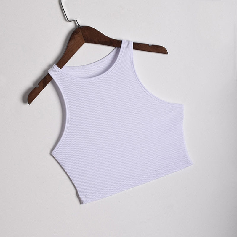 Women's sleeveless crop top. Fitted, lightweight, and comfortable, perfect for summer casual wear.