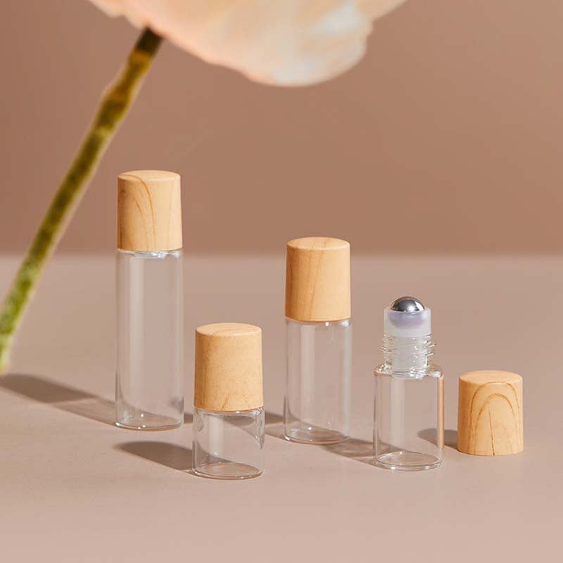 Travel-friendly essential oil roller bottles, a pack of five, perfect for carrying your favorite scents or remedies
