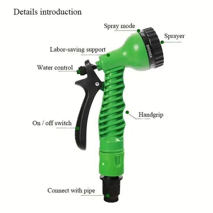 Heavy-duty flexible garden hose with brass fittings, designed for leak-free watering & long-lasting use.