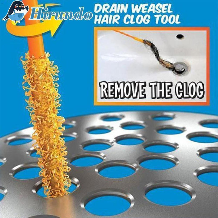 Drain cleaning tool with a long, slender design, perfect for narrow pipes and drain openings