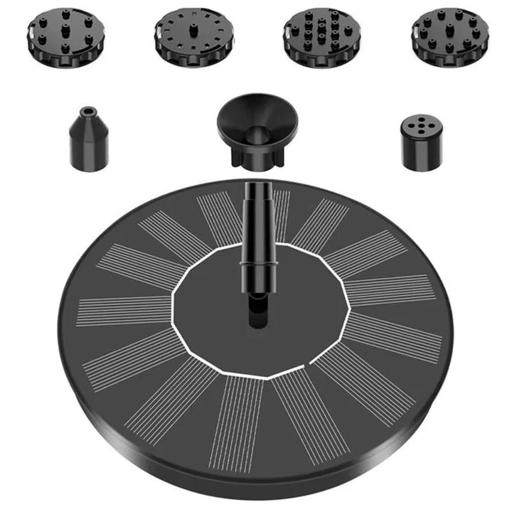 Floating solar fountain pump for bird baths & ponds. Eco-friendly, no electricity needed. Adds a water feature.