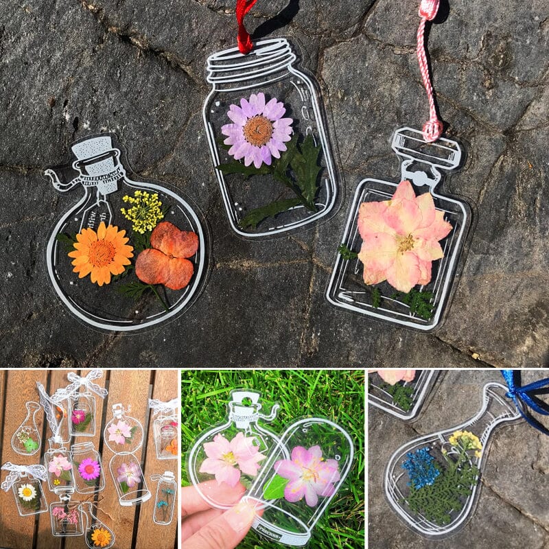 Elegant transparent bookmark with a minimalist floral design, reading essential