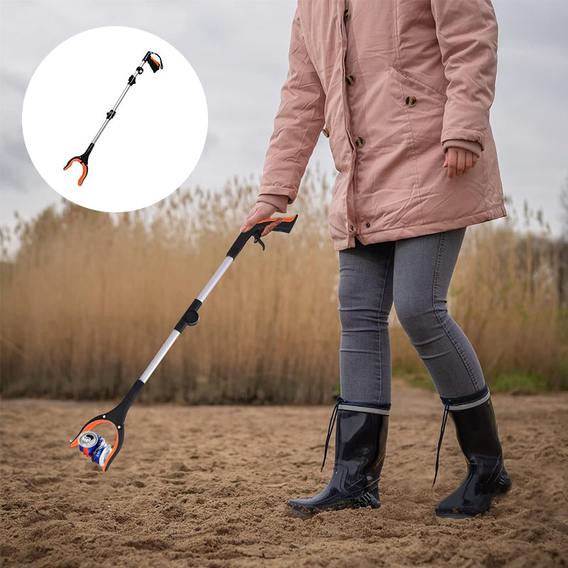 Foldable grabber tool, 360° swivel, reacher for everyday mobility tasks, home essential