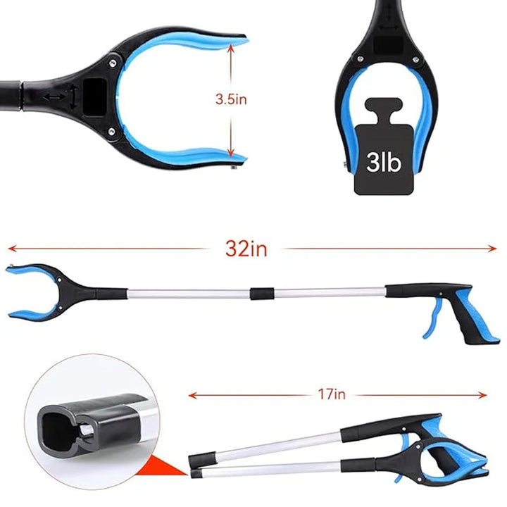 Durable foldable reaching tool, 360° swivel, perfect for disability assistance, mobility aid