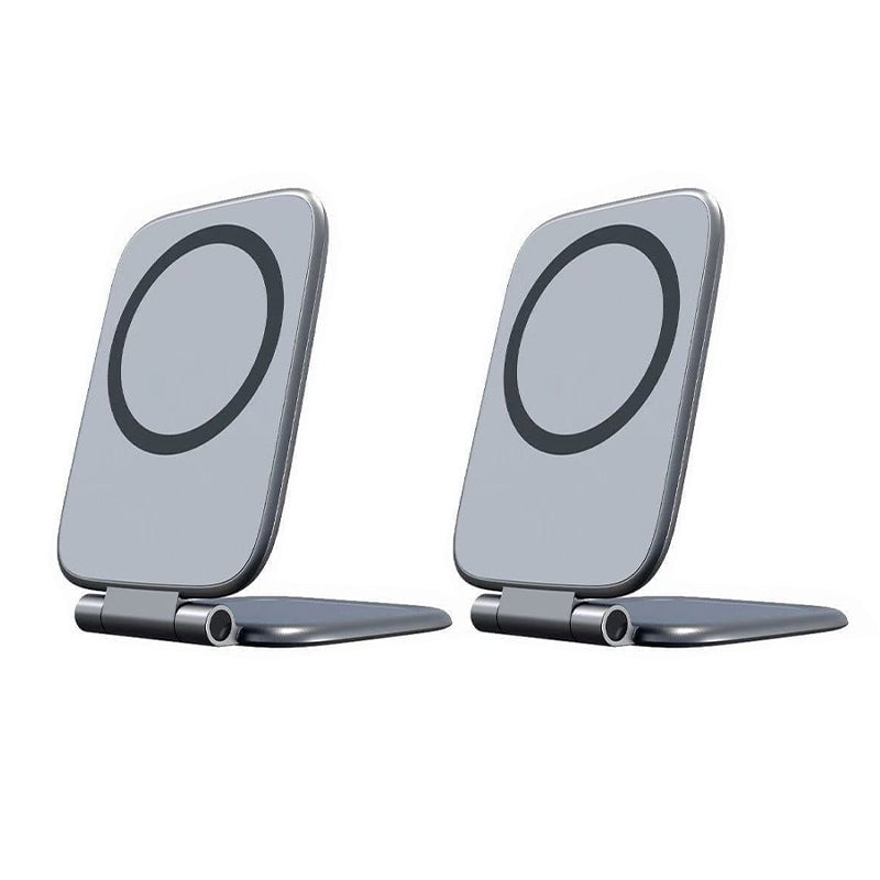 Car phone mount with magnetic plate, designed for easy foldable storage, premium auto accessory