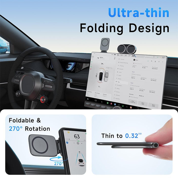 Car phone holder with strong magnet, extended to hold a smartphone, hands-free driving accessory