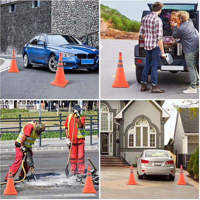 Compact, collapsible traffic safety cone with flashing LED, essential for roadside assistance