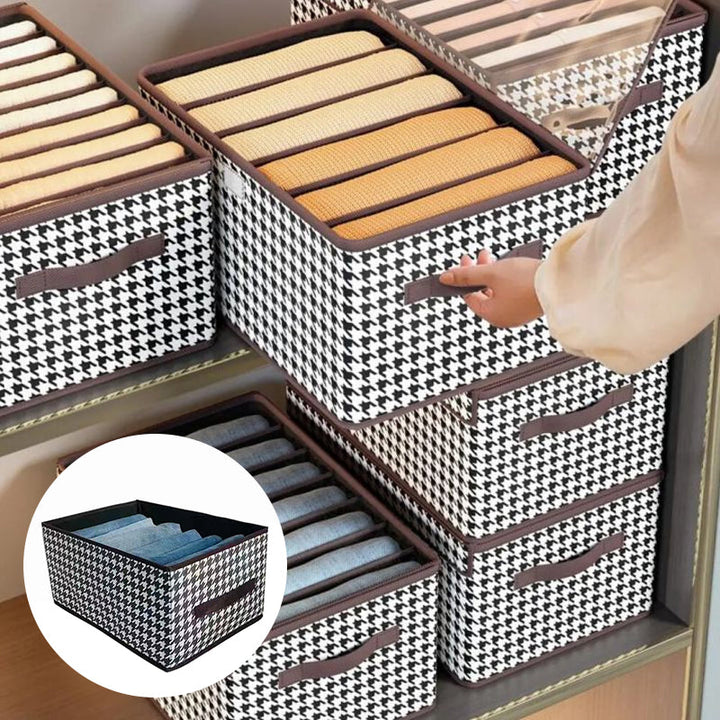Foldable wardrobe drawer organizer box for clothing, ideal for jeans storage and closet organization
