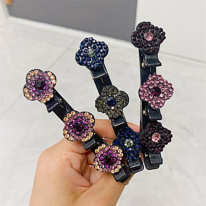 Women's fashion hair clips, 4PCS set with sparkling crystal and braided design