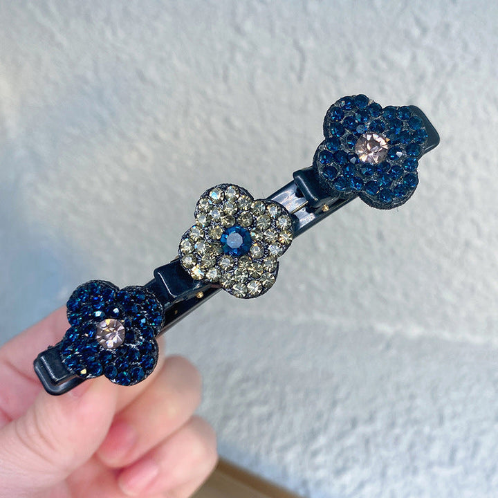 Rhinestone hairclips for women, featuring a braided design and crystal accents
