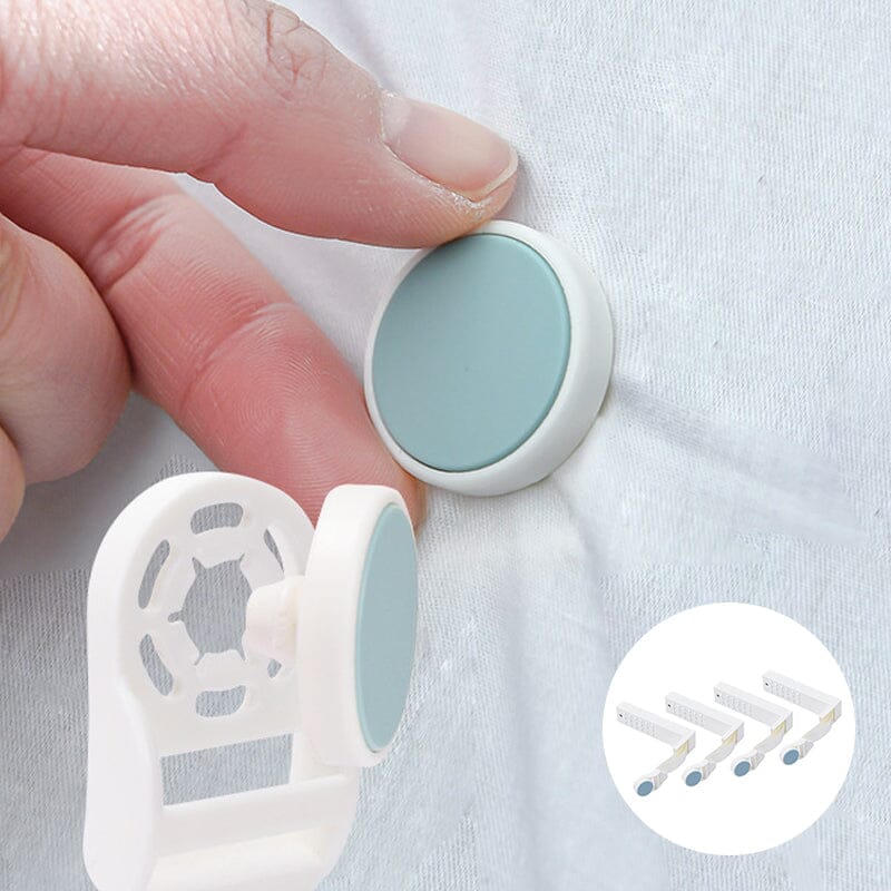 Side view of a mattress with bed sheets held firmly in place by gripper clips